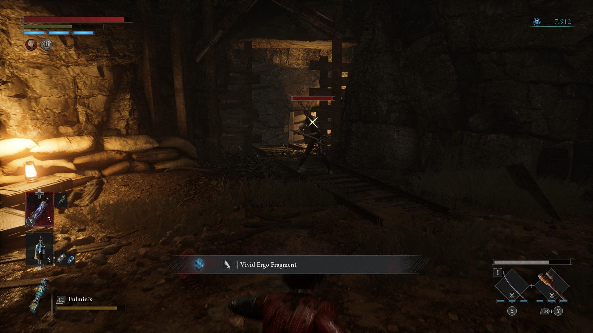 Pitchfork Puppet charges through wall to ambush P in Moonlight Town Mine Lies of P