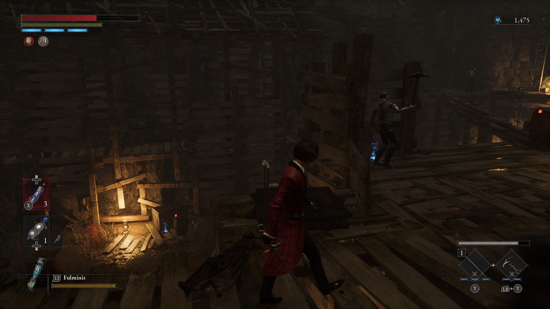 P finds puppet hiding around corner on path to Moonlight Town In Lies of P