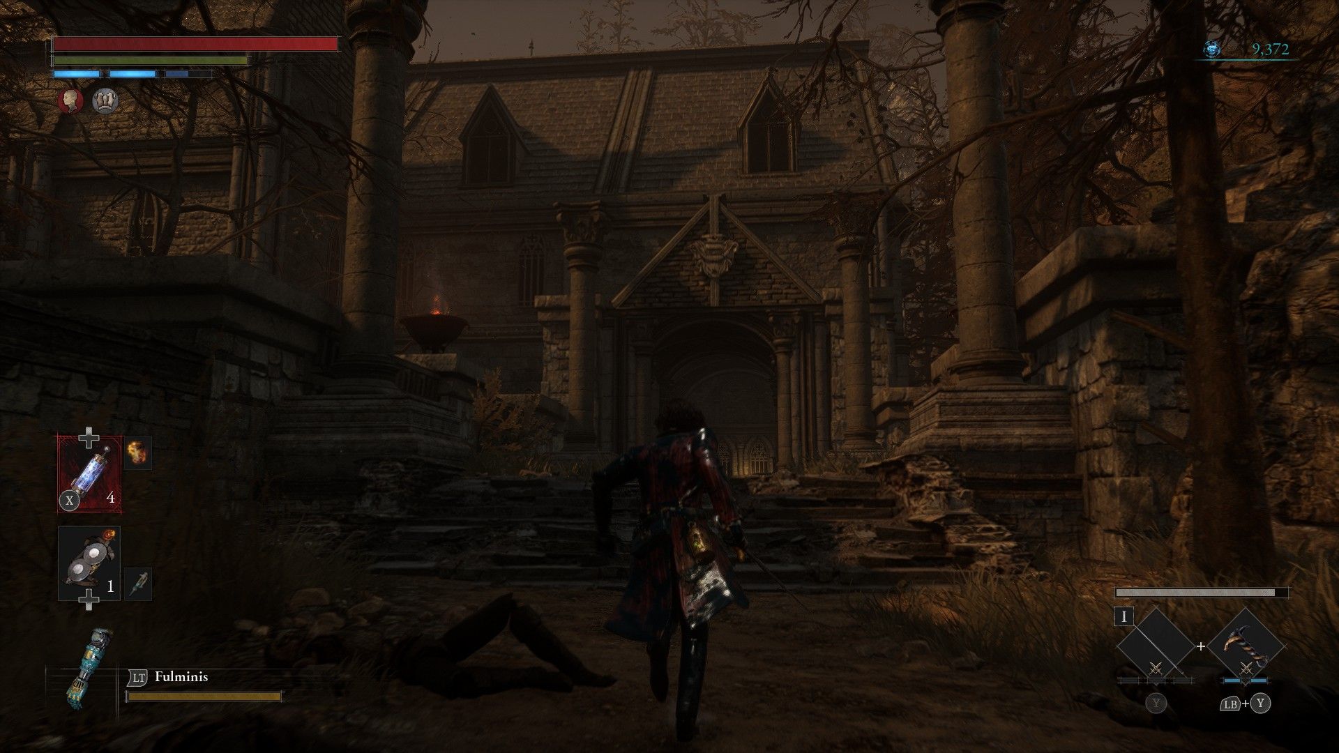 P runs toward the mausoleum safespace on the Path of Misery in Lies of P