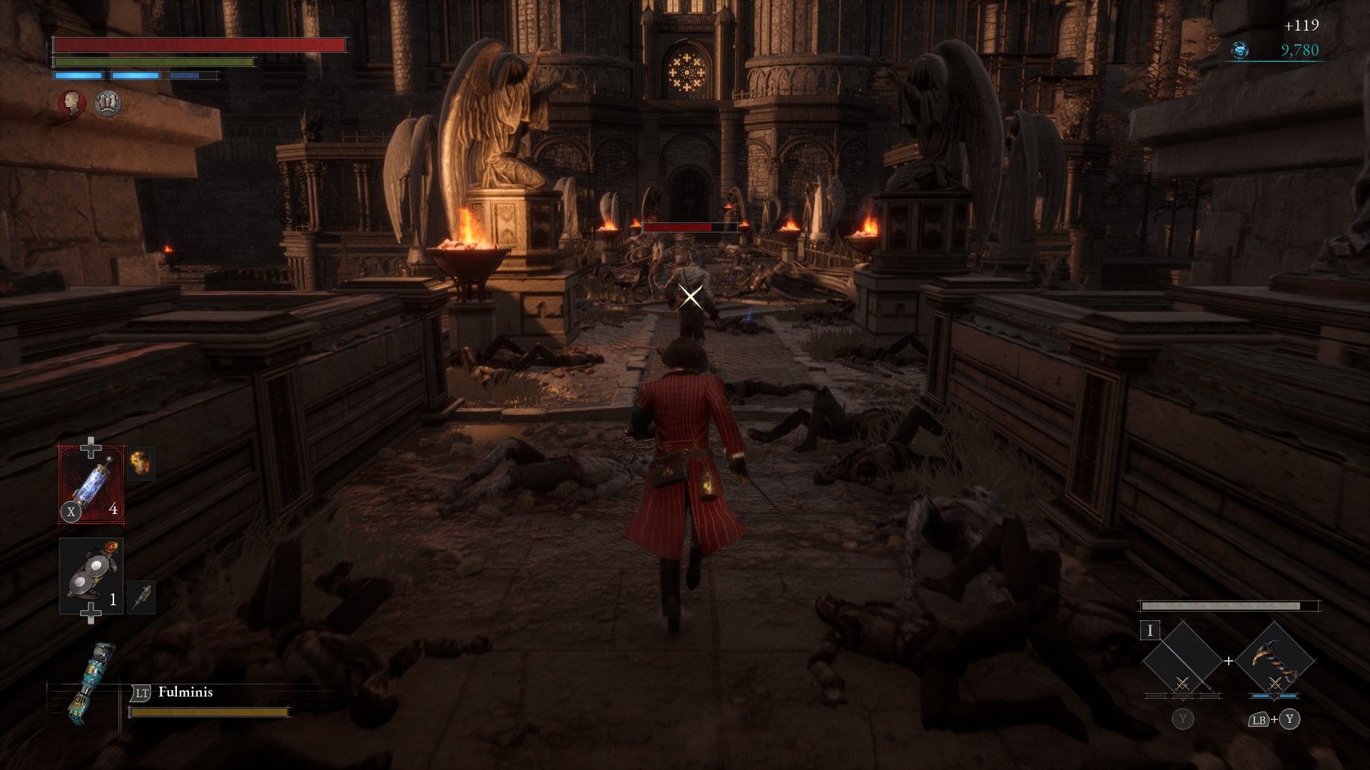 P Runs Toward Crowd Of Plagued On Bridge Fighting Each Other In Front Of Cathedral Chapel In Lies of P
