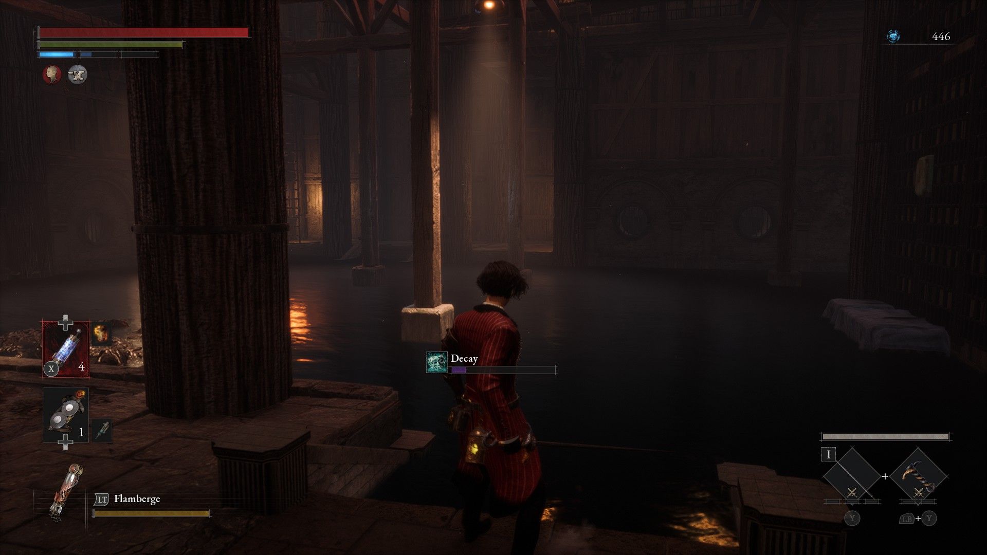 P Builds Decay As He Stands In First Cathedral Muck Room In Lies of P