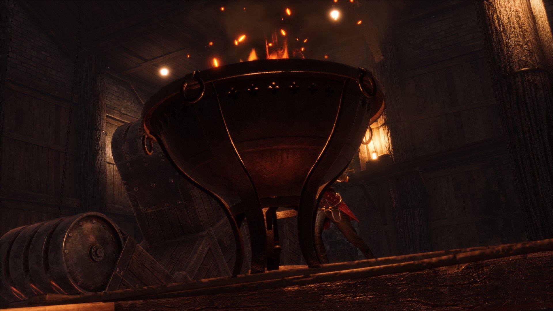 P Pushes Fire Brazier Over Rafters Edge IN Lies of P