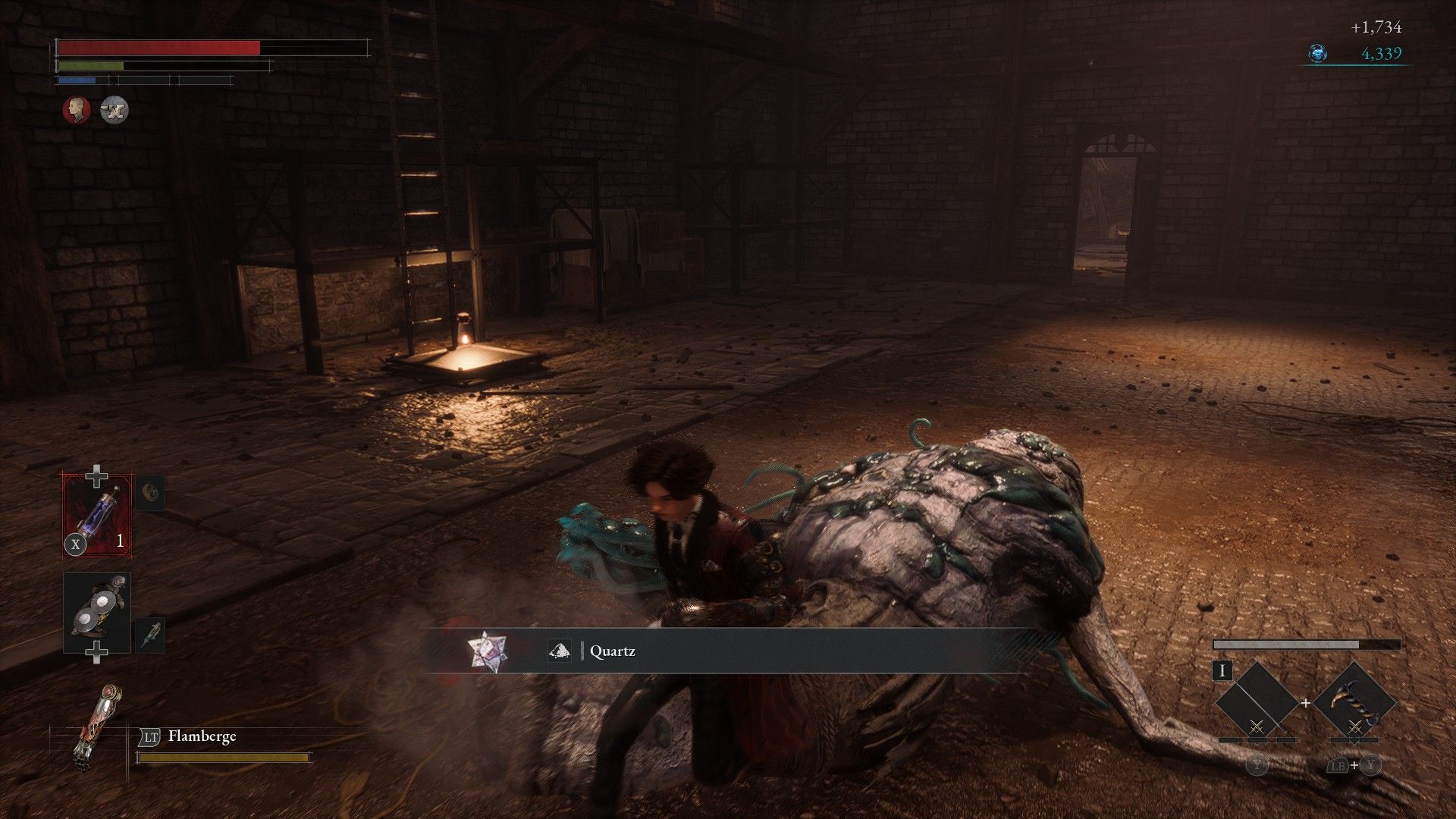 P Collects Quartz From Defeated Shield Plagued Miniboss In Chapel Lies of P