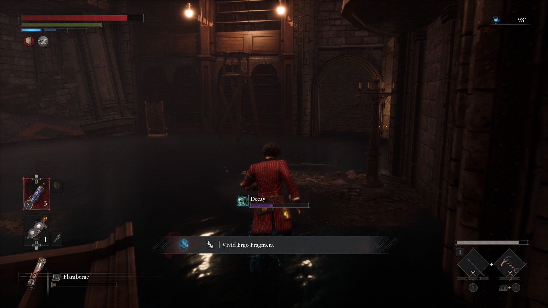 P Picks Up Vivid Ergo Fragment In Decay Room And Runs Across To Stairs In Lies of P