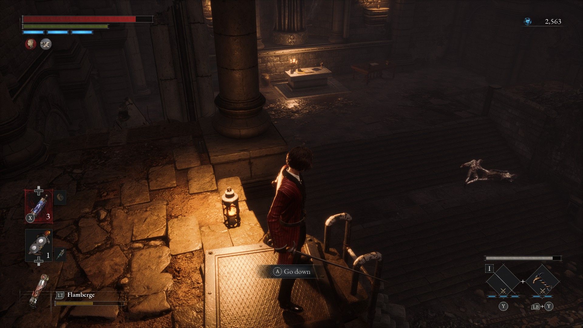 P Begins To Climb Ladder Down To Cleared Decay Area Near Archbishop Andreus
