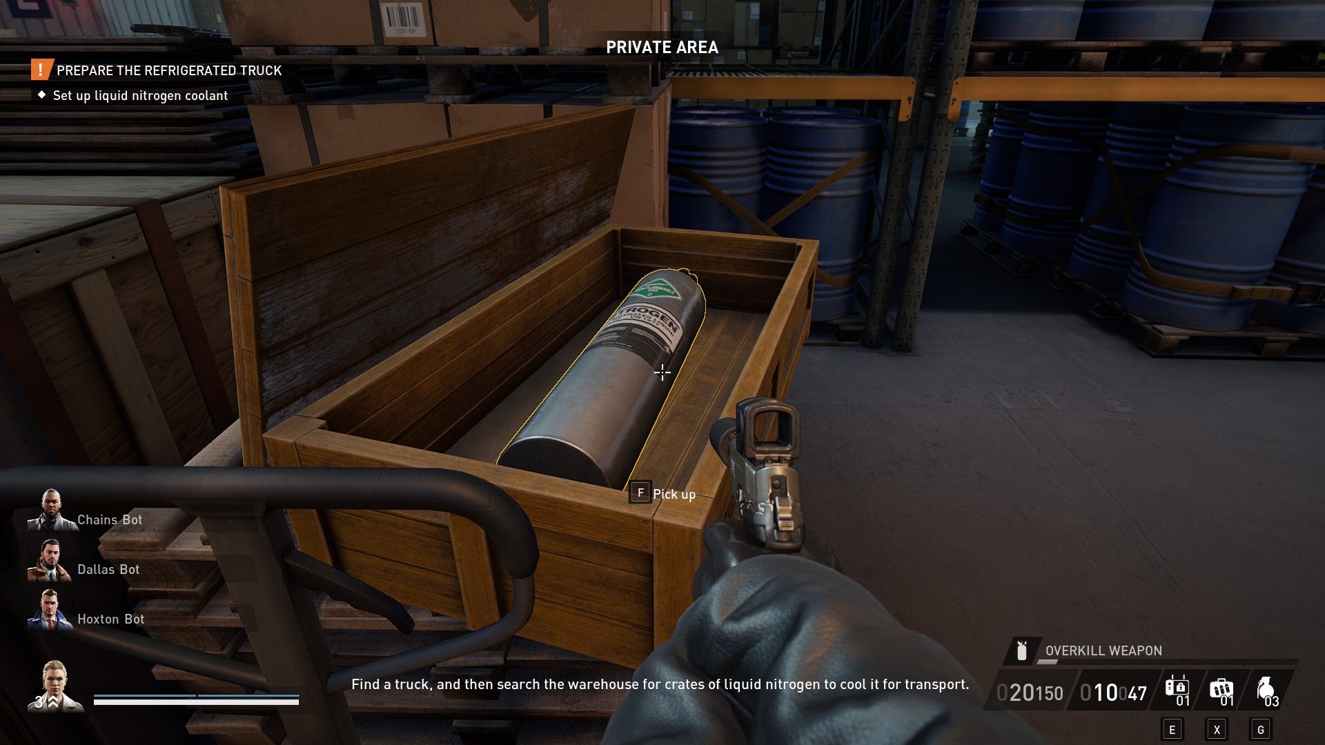 a crate containing a canister of liquid nitrogen in payday 3