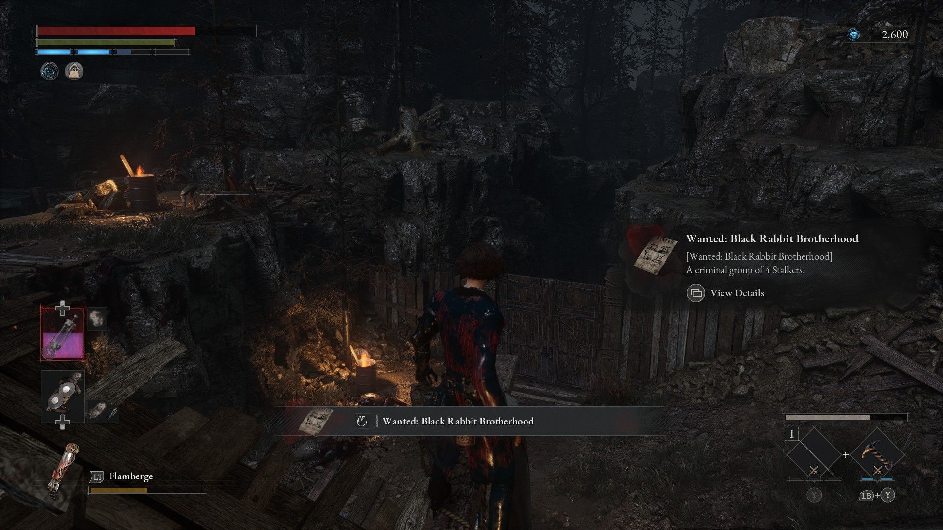 P finds a Black Rabbit Brotherhood Wanted poster on tomb slums entrance roof in Lies of P
