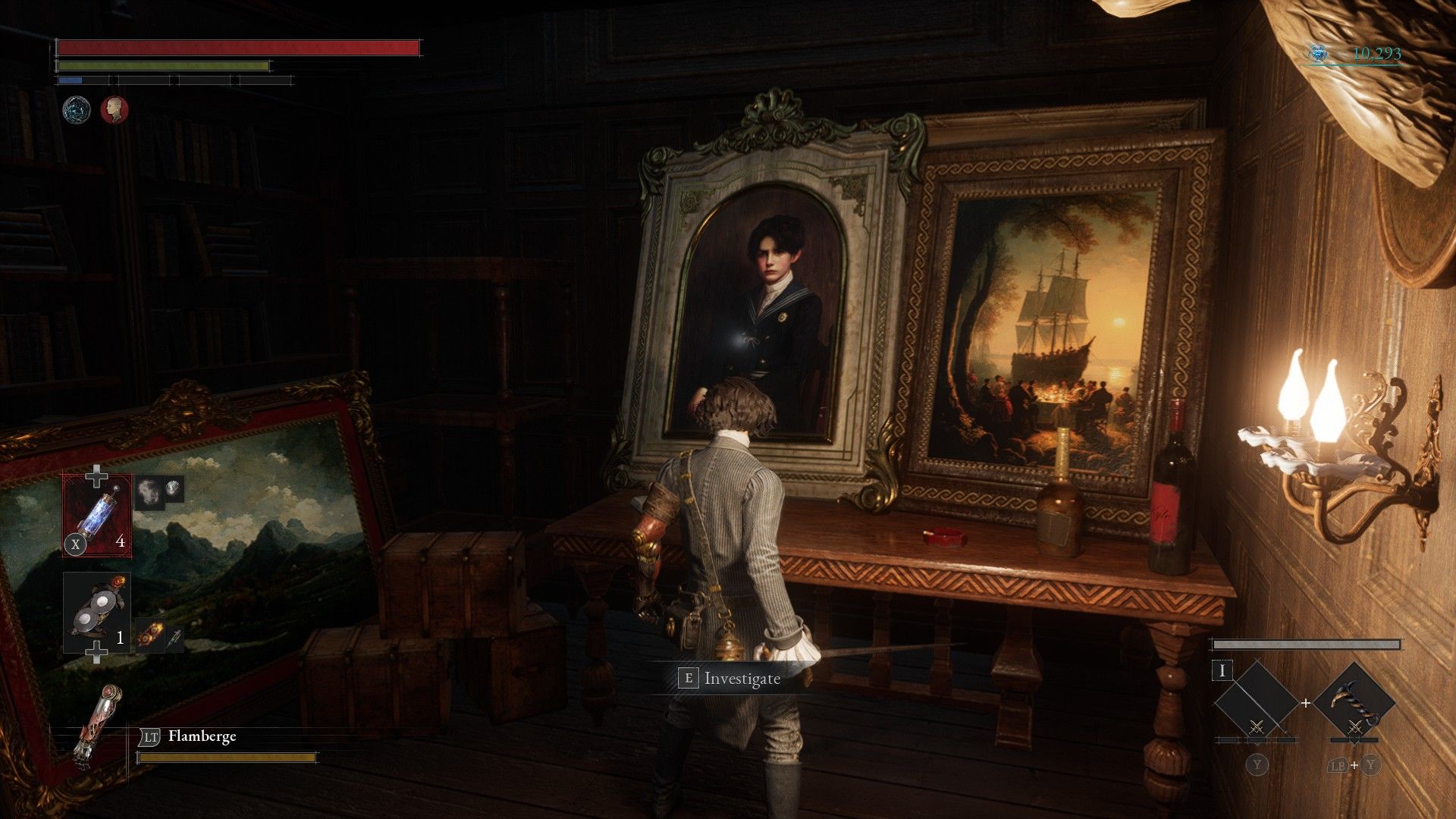 P inspects portrait of himself as a human boy in Malum District Lies of P
