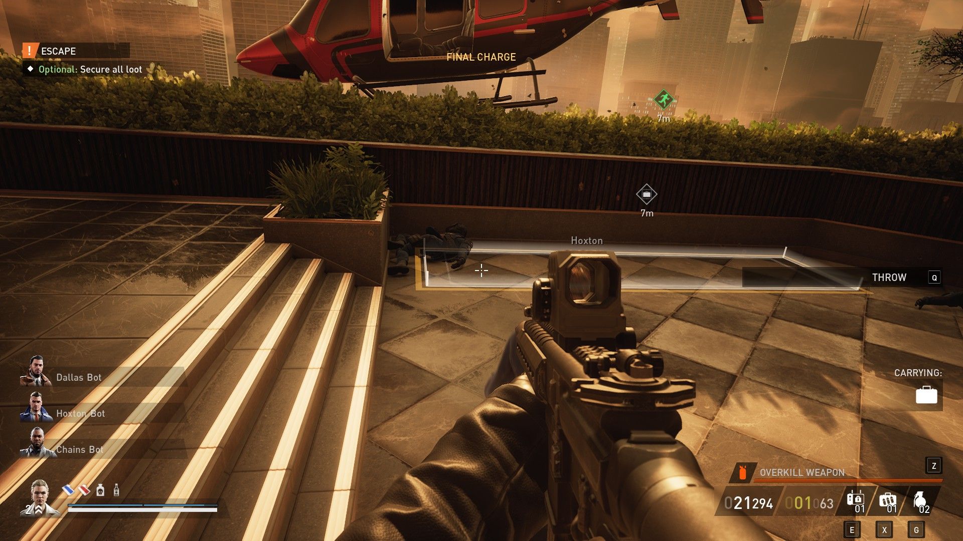 the helicopter escape point in payday 3's touch the sky heist