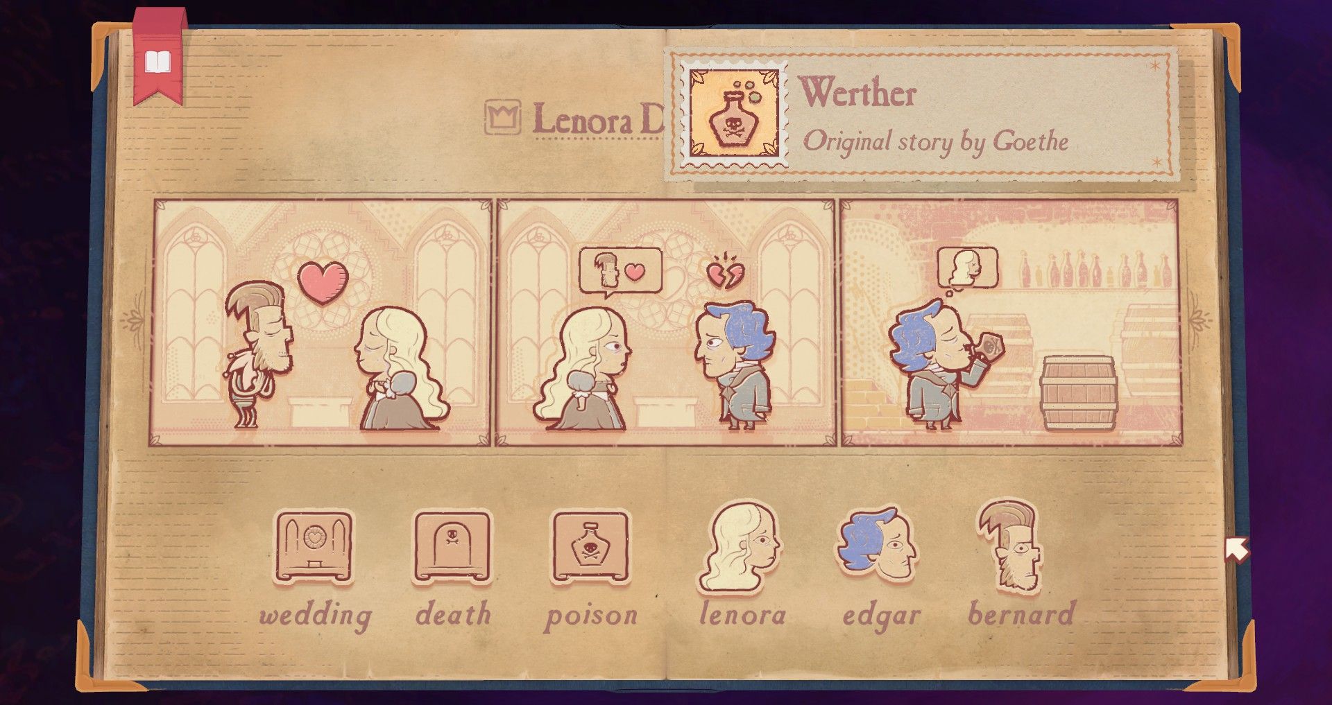 Storyteller - screenshot of how to get the Werther stamp/achievement