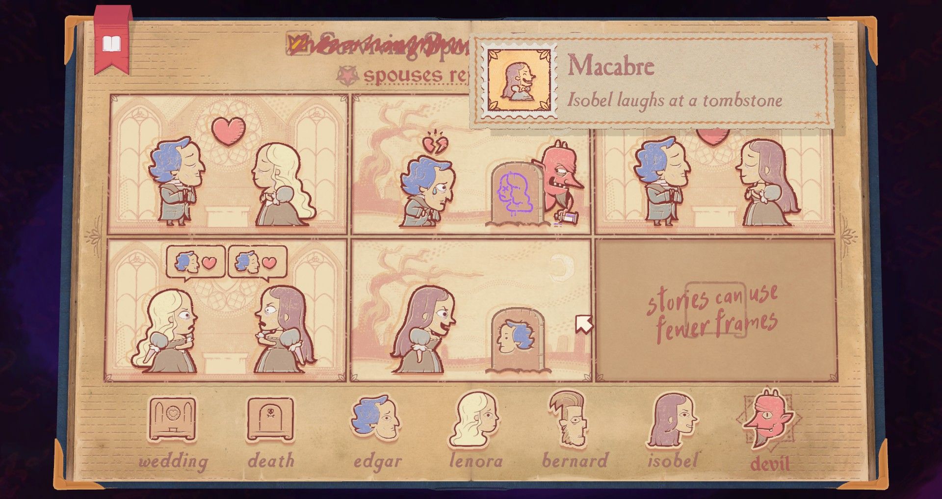 Storyteller - screenshot of how to get the Macabre achievement/stamp