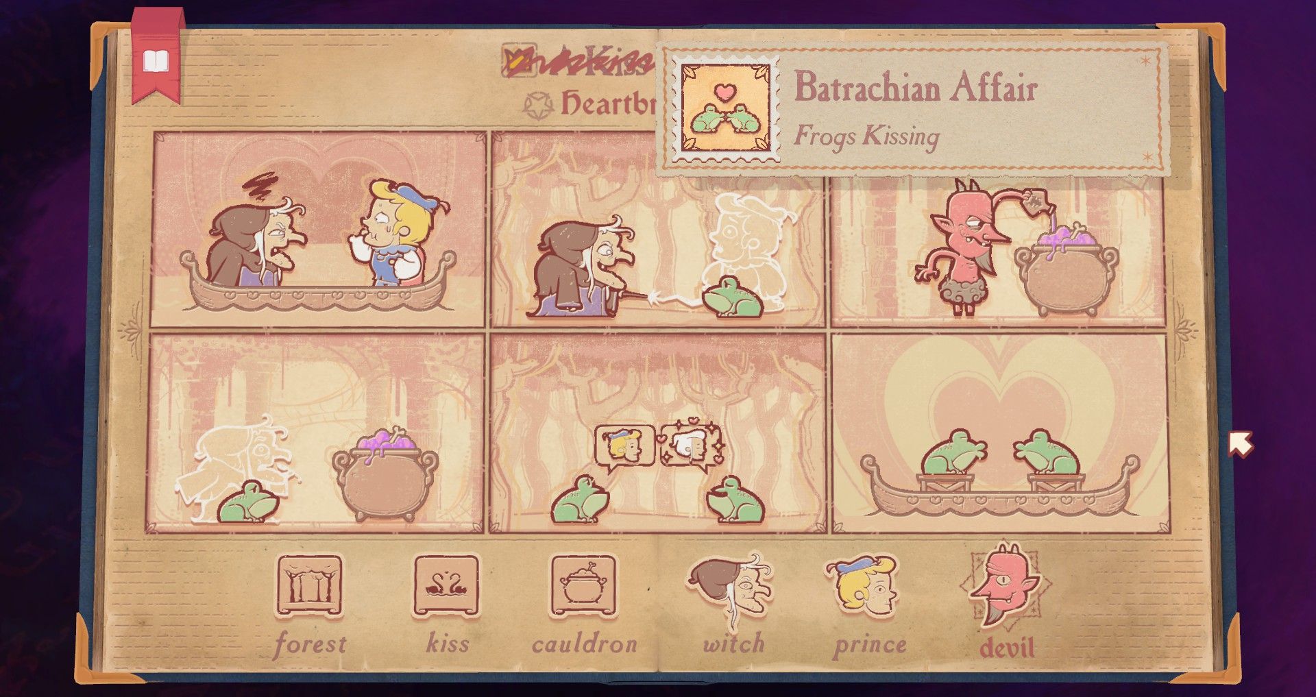 Storyteller - screenshot showing how to get the Batrachian Affair stamp/achievement