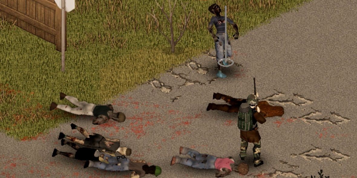 A Survivor Takes Out Zombies With a JS-2000 Shotgun In Project Zomboid
