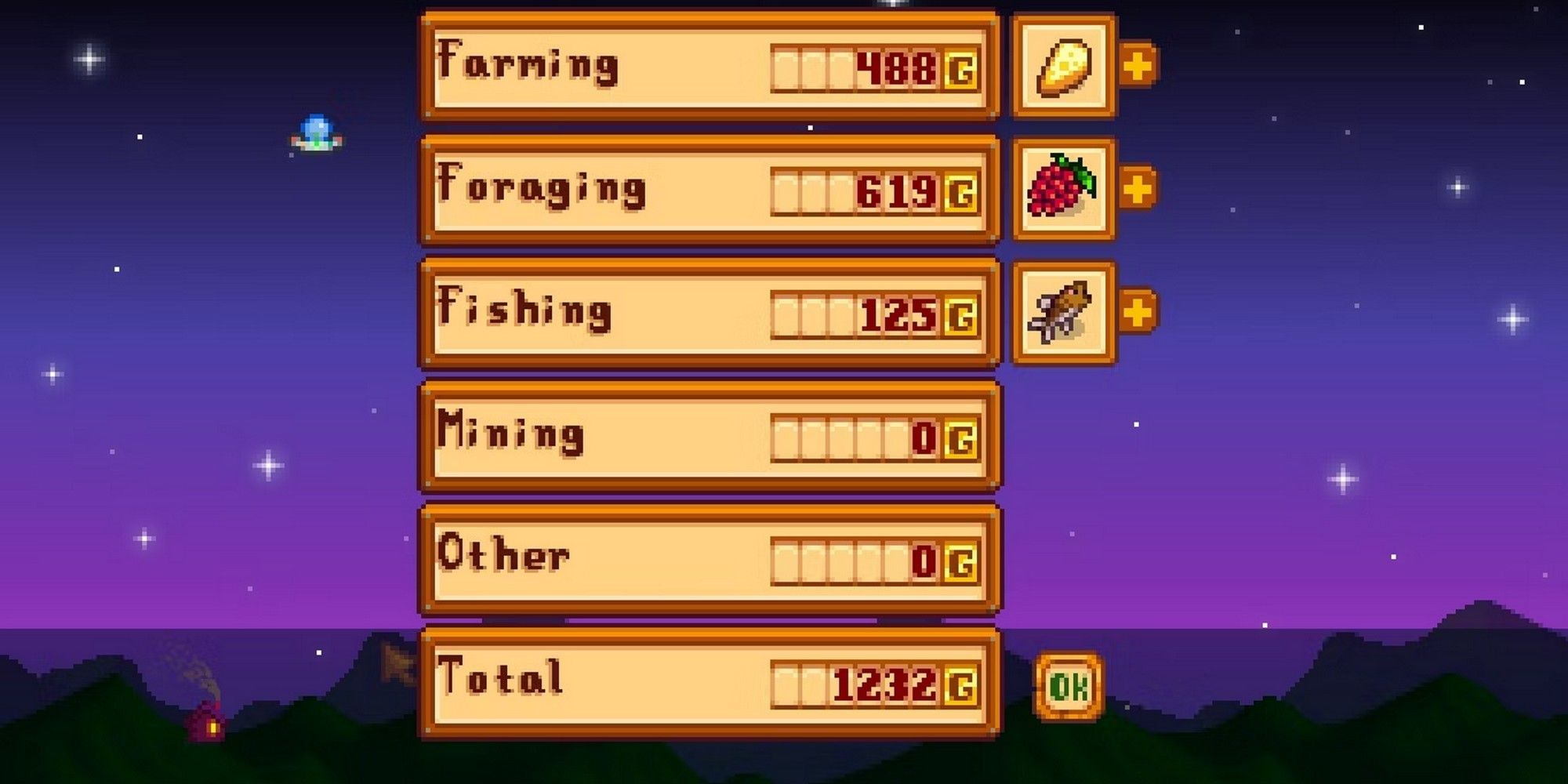 A ufo on the shipping screen in stardew valley.