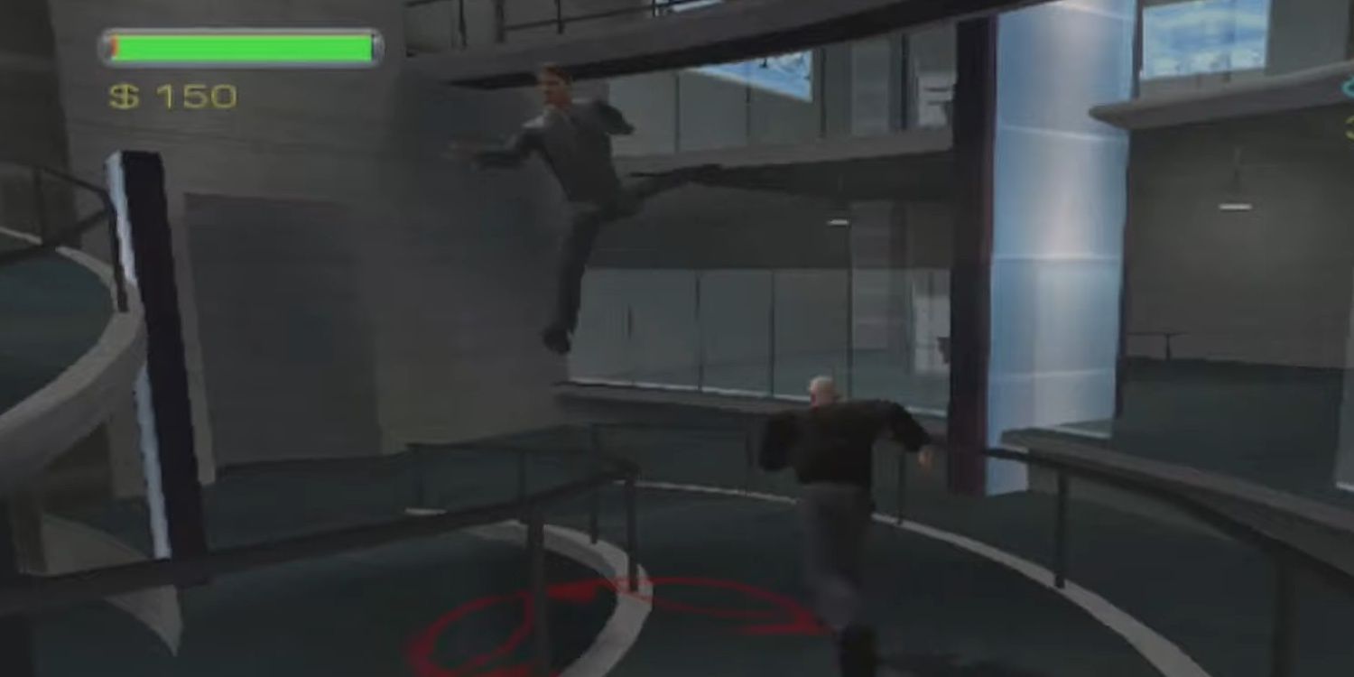 An enemy ragdolling in Minority Report Everybody Runs