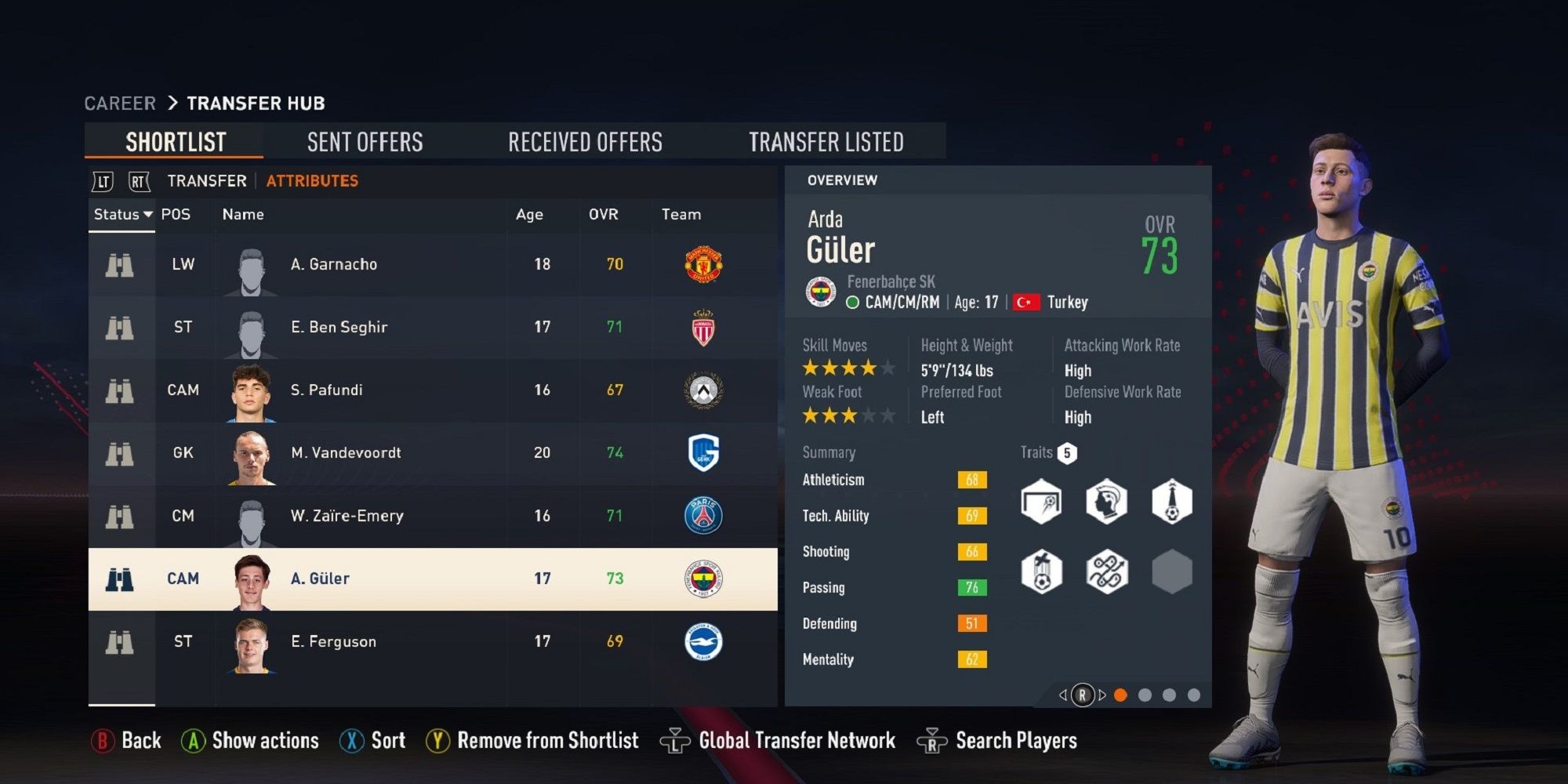 An image of Arda Guler in FIFA 23