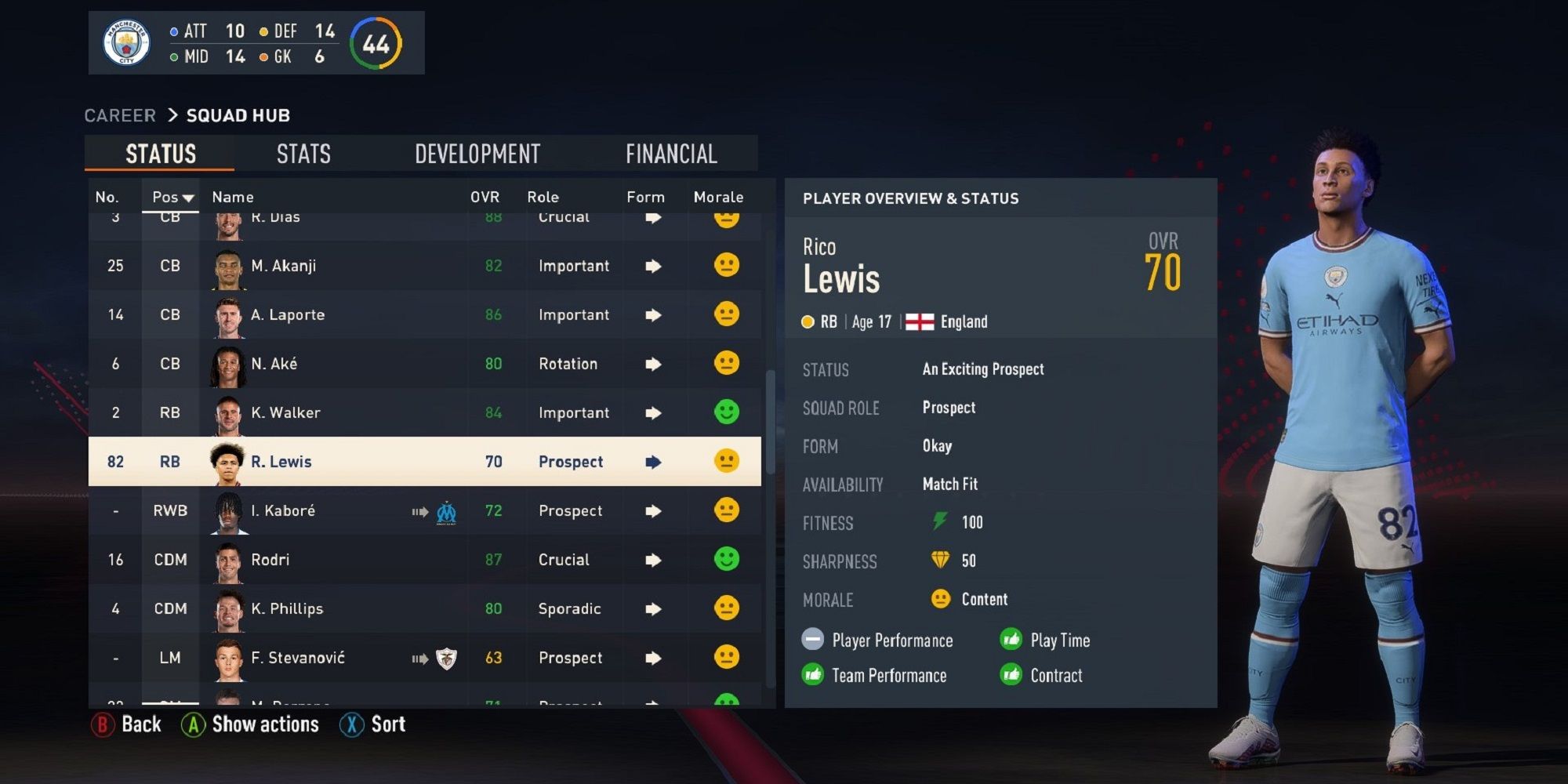 An image of Rico Lewis in FIFA 23