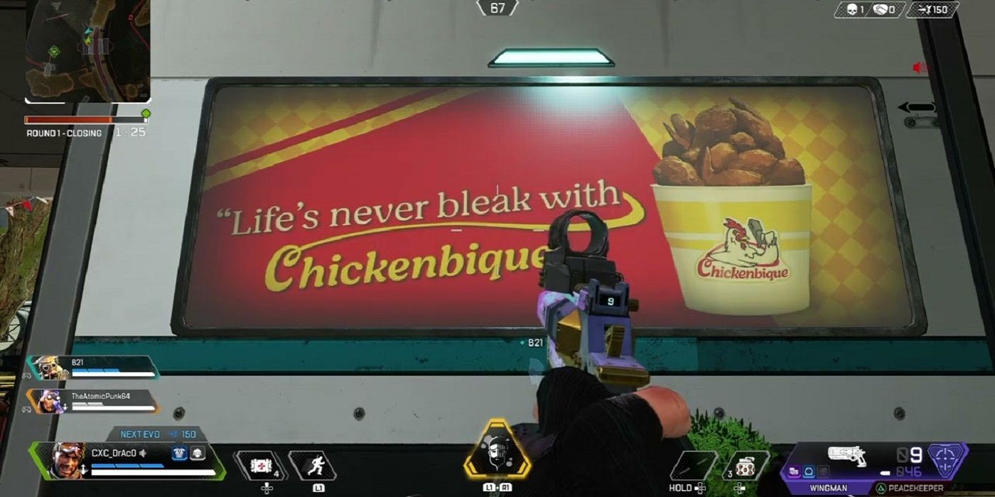 a poster for fictional chicken restaurant chickenbique in Apex Legends