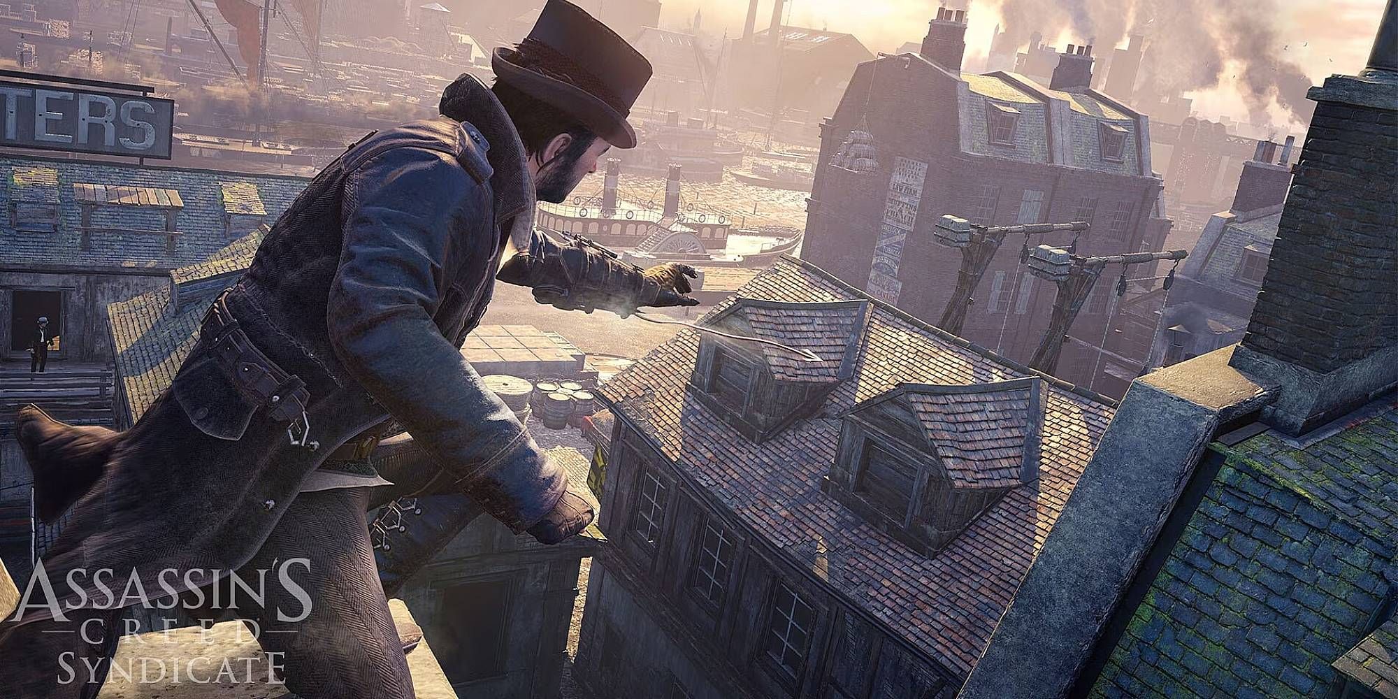 Jacob Frye on a rooftop in London of Assassin's Creed Syndicate