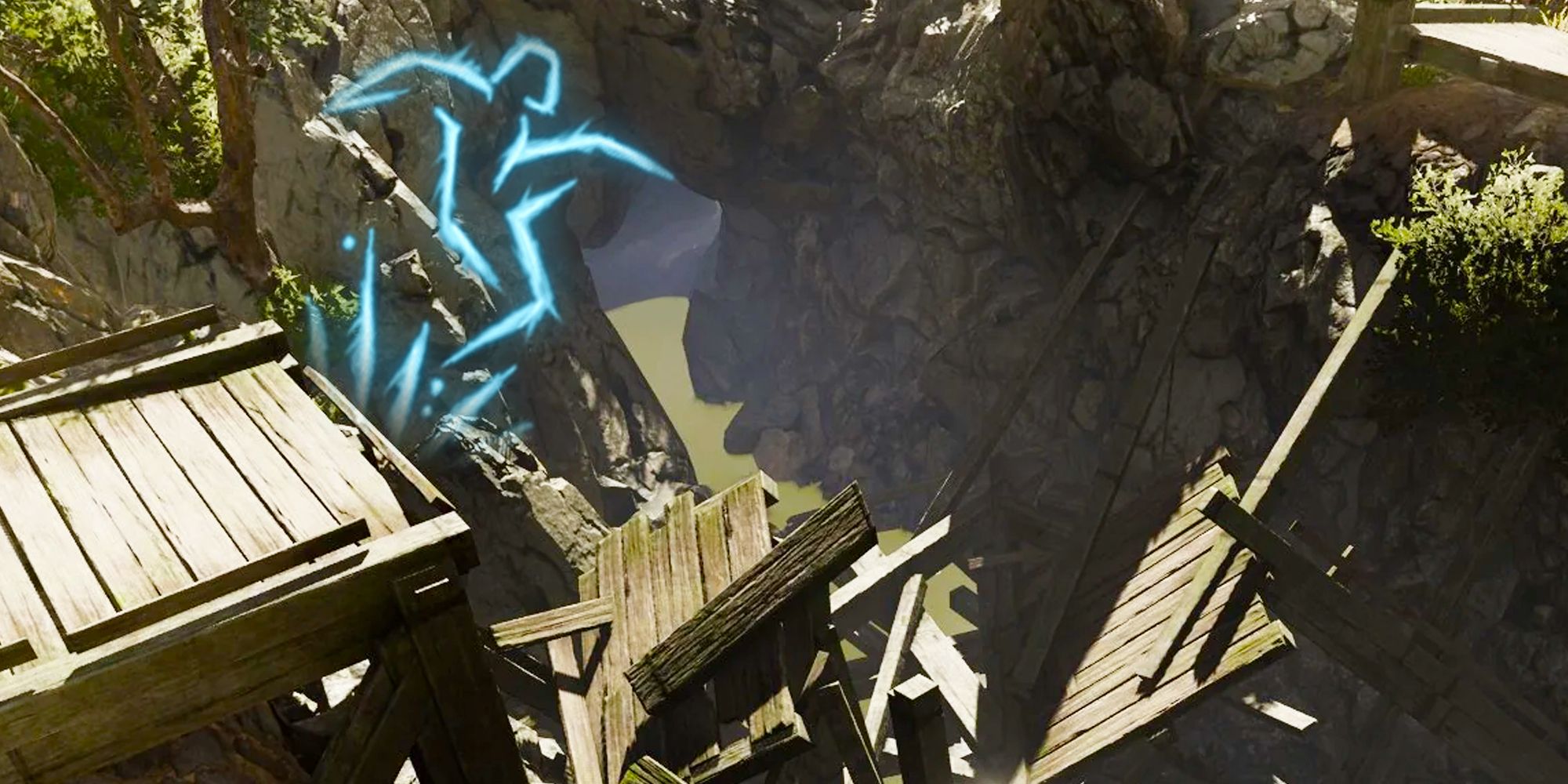 Baldurs Gate 3 jump icon above a broken ledge