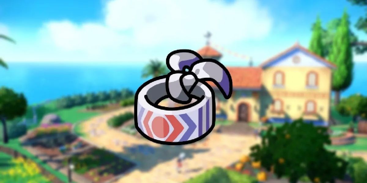 Pokemon Scarlet & Violet Choice Band Sprite with Cabo Poco in the background.