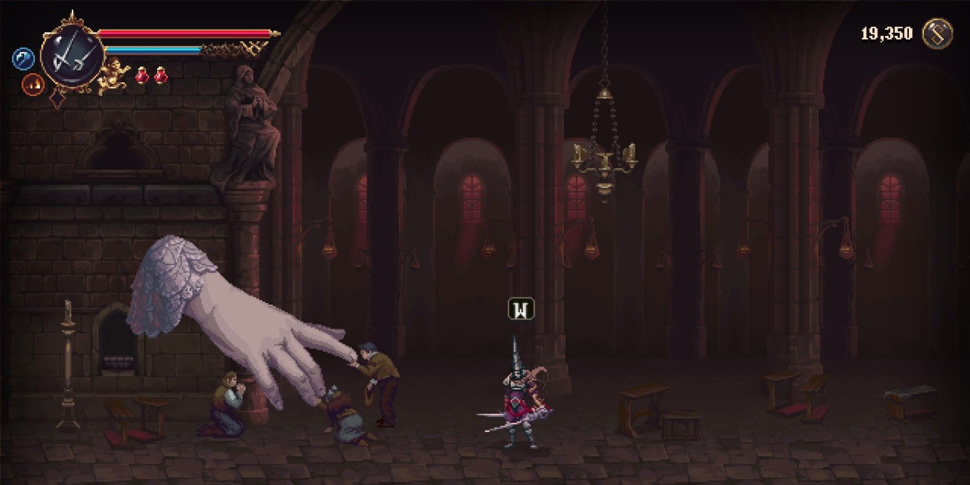 A screenshot showing Besamanos from Blasphemous 2