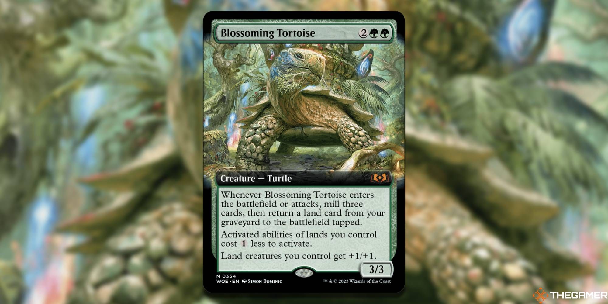 Blossoming Tortoise card and artwork in MTG