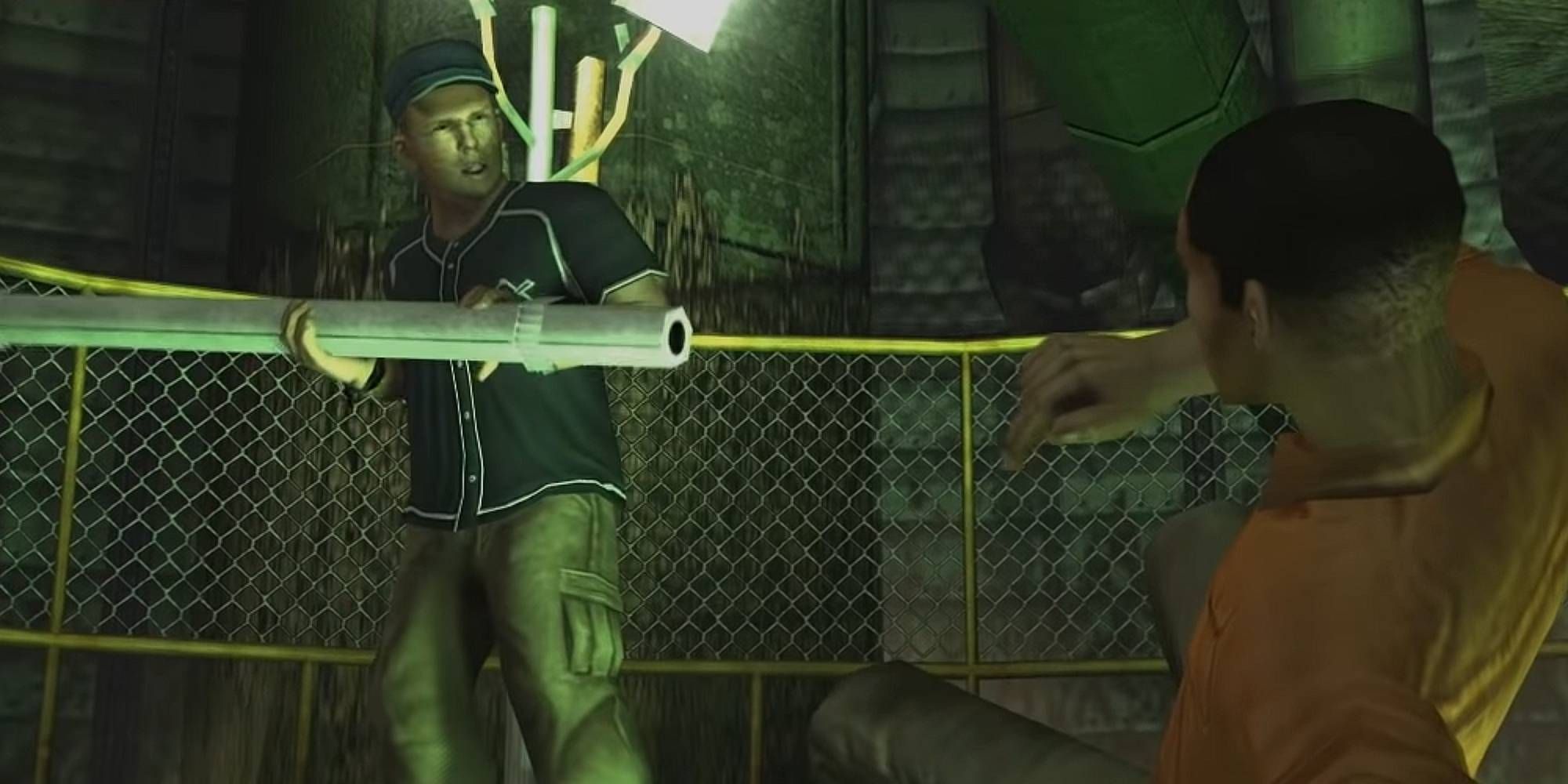 Jimmy from Bully holding a pipe in a power plant