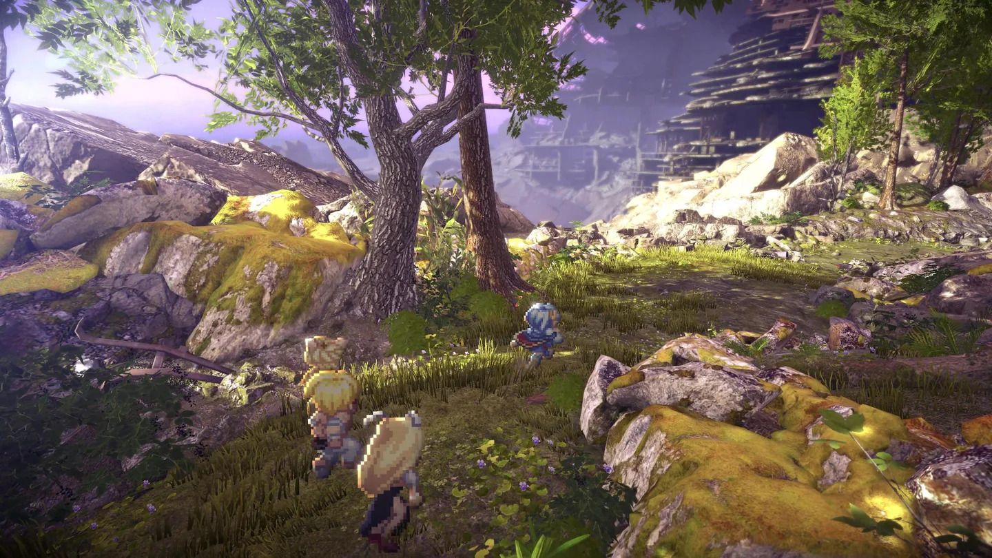 Claude and Rena running across the countryside in Star Ocean