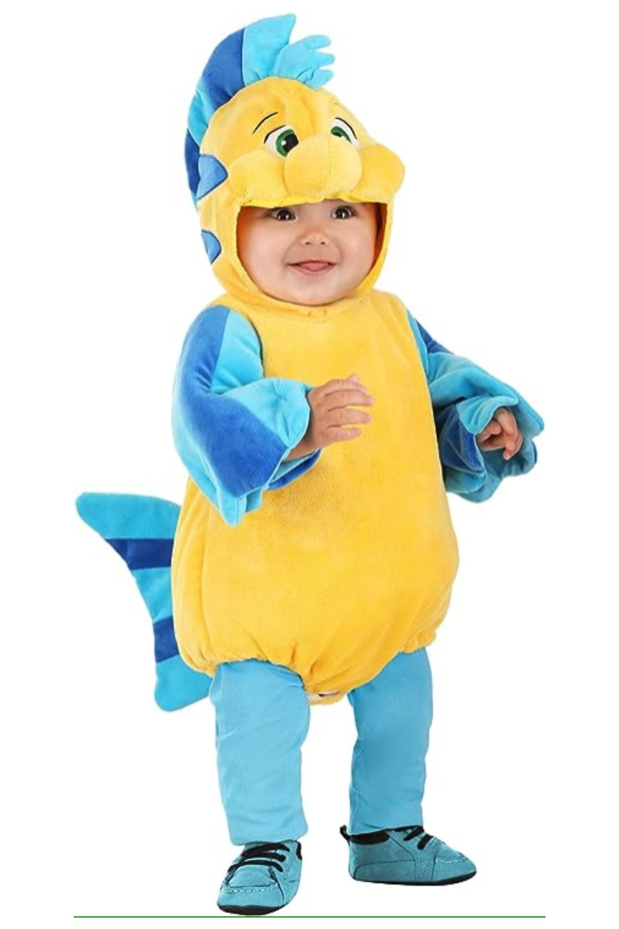 toddler dressed as flounder from the little mermaid