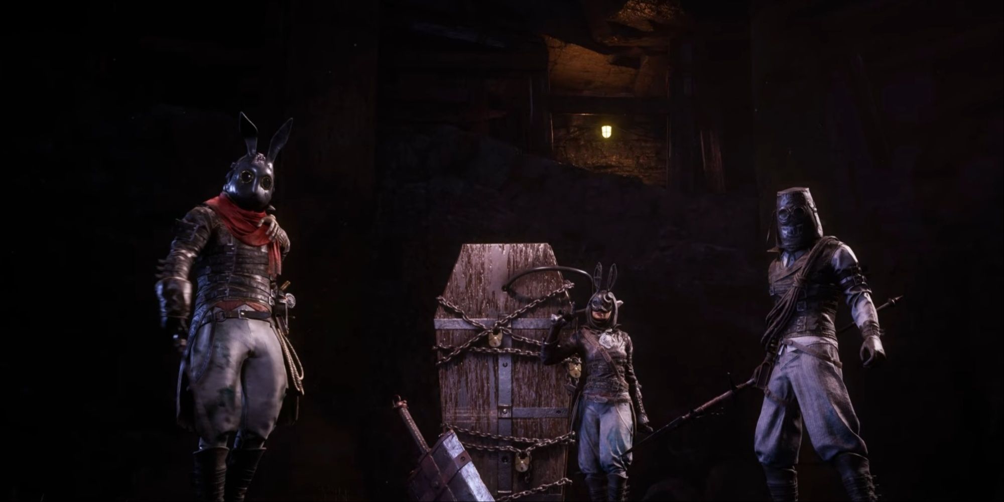 The Ecentric, Youngest, Battle Maniac before the boss fight with a chained coffin.