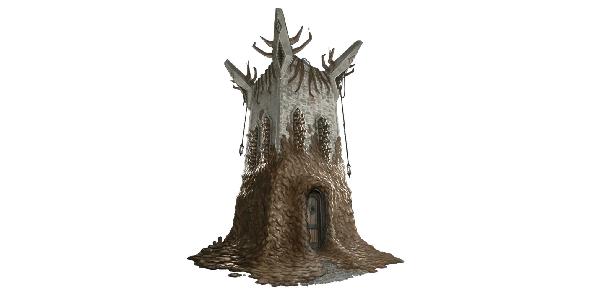 The Mudslick Tower spell ahs been used as the tower fuses with the ground