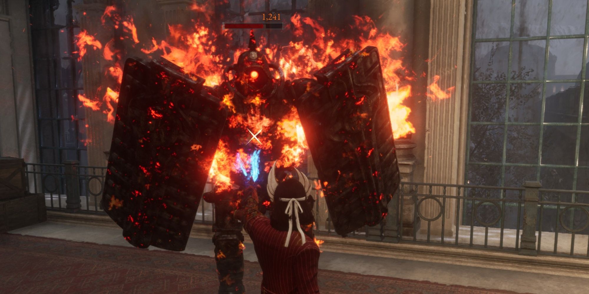 The Legion of Fire Arm Flamberge Burning Down an Enemy