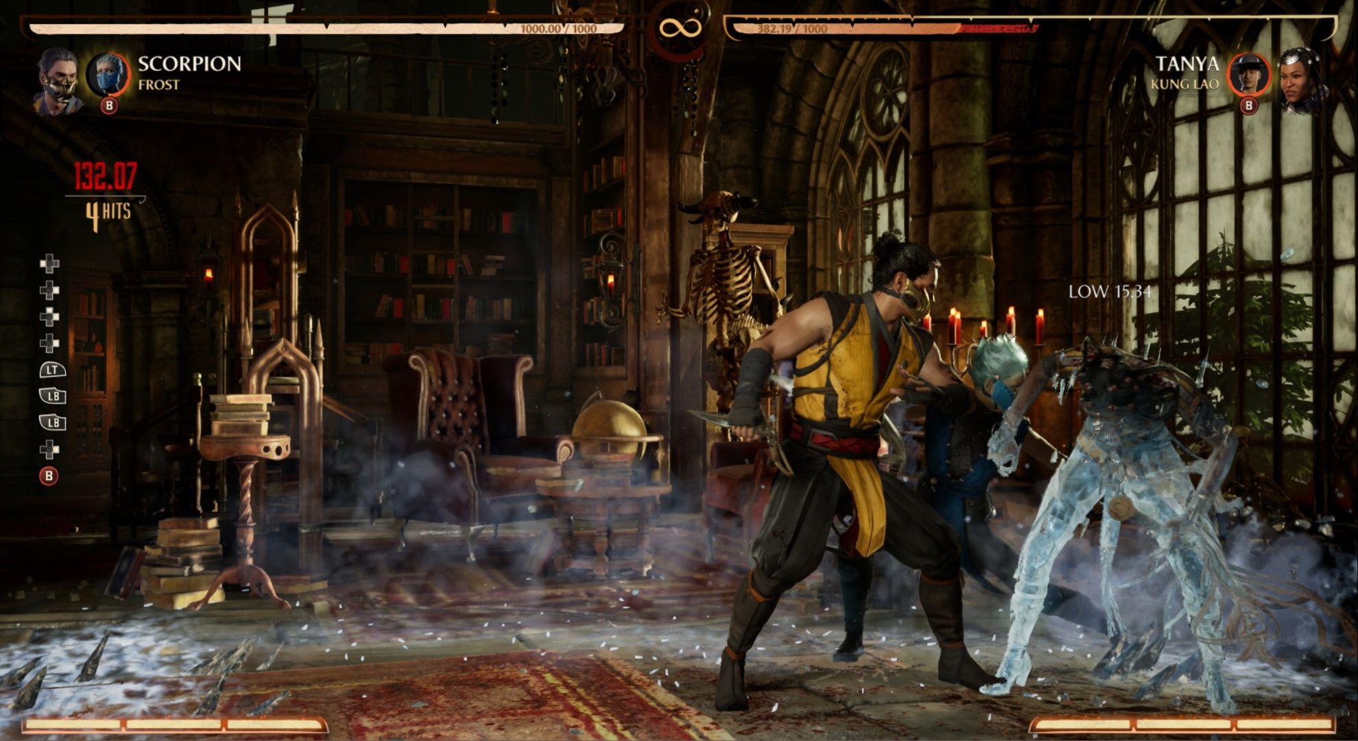 Frost using her forward Kameo to freeze Tanya in place in Mortal Kombat 1.