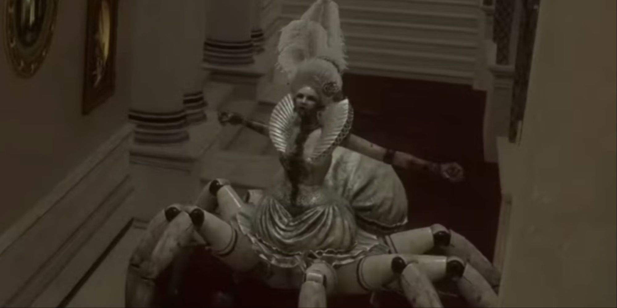 A creepy spider puppet approaching the player inside the Opera House.