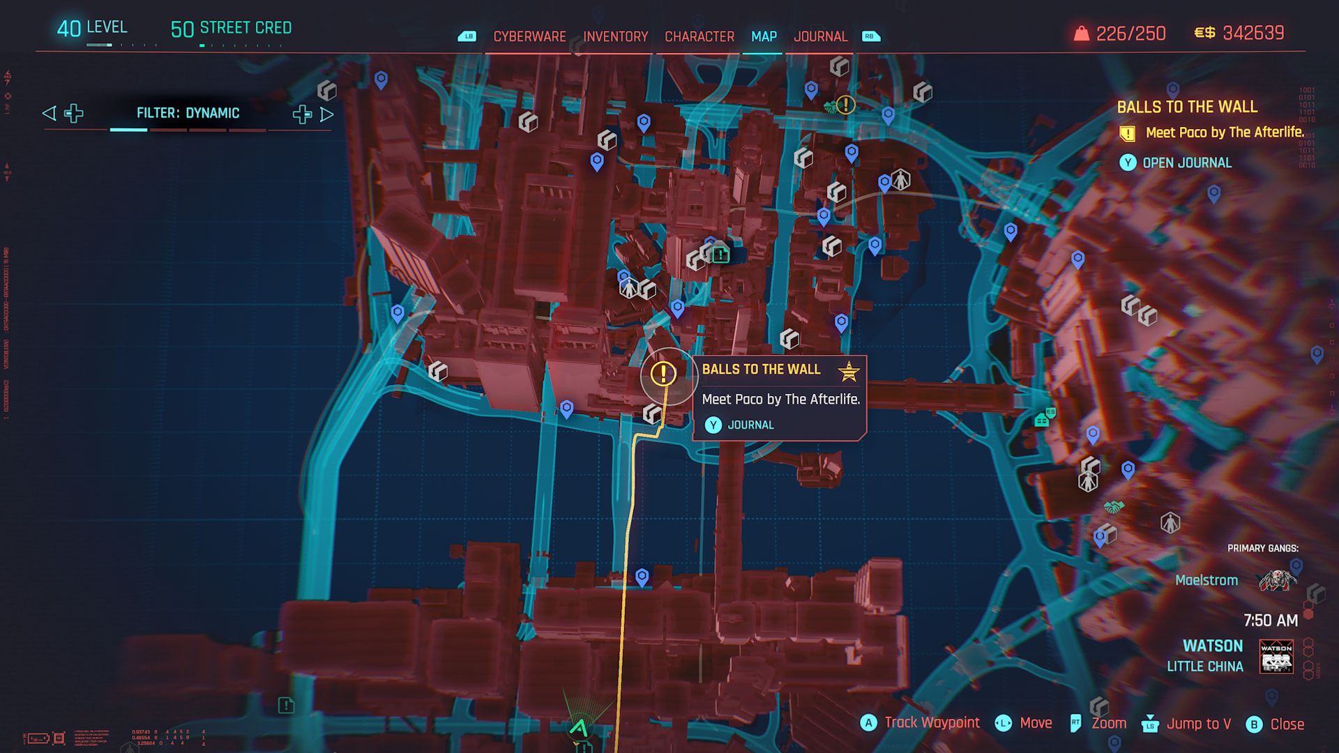 Cyberpunk 2077 Screenshot Of Balls To The Wall Map Marker At Afterlife