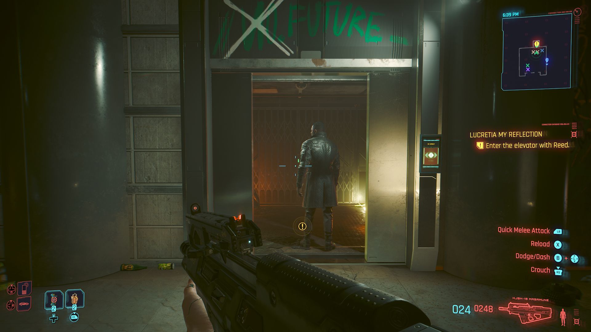Cyberpunk 2077 Phantom Liberty Screenshot Of Reed Heading Into Apartment Elevator