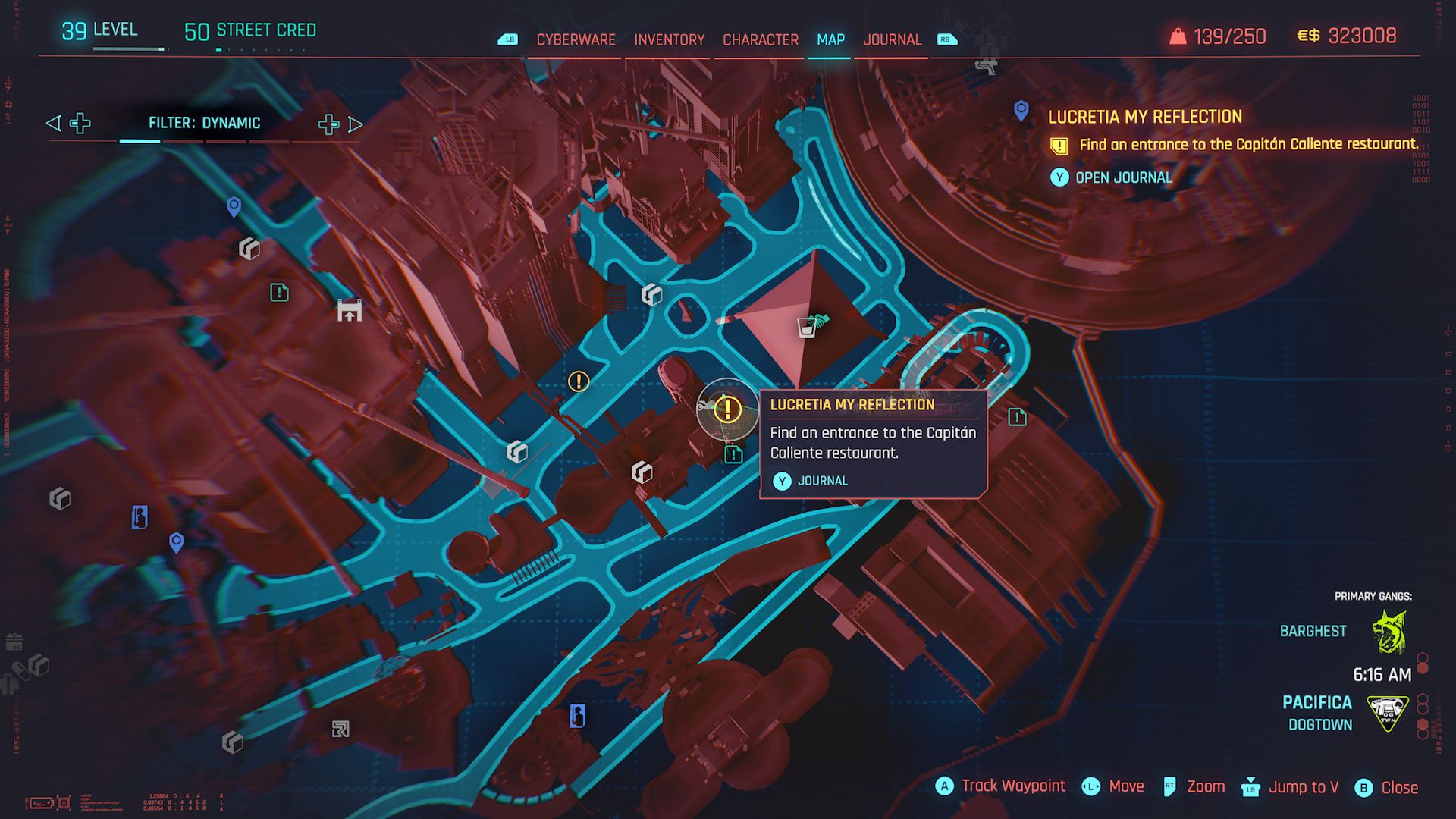 Cyberpunk 2077 Phantom Liberty Screenshot Showing Capitan Caliente Restaurant Map Location