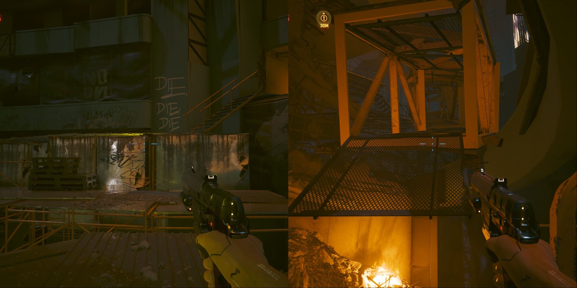 Cyberpunk 2077 Phantom Liberty Split Image Of Construction And Crane Arm