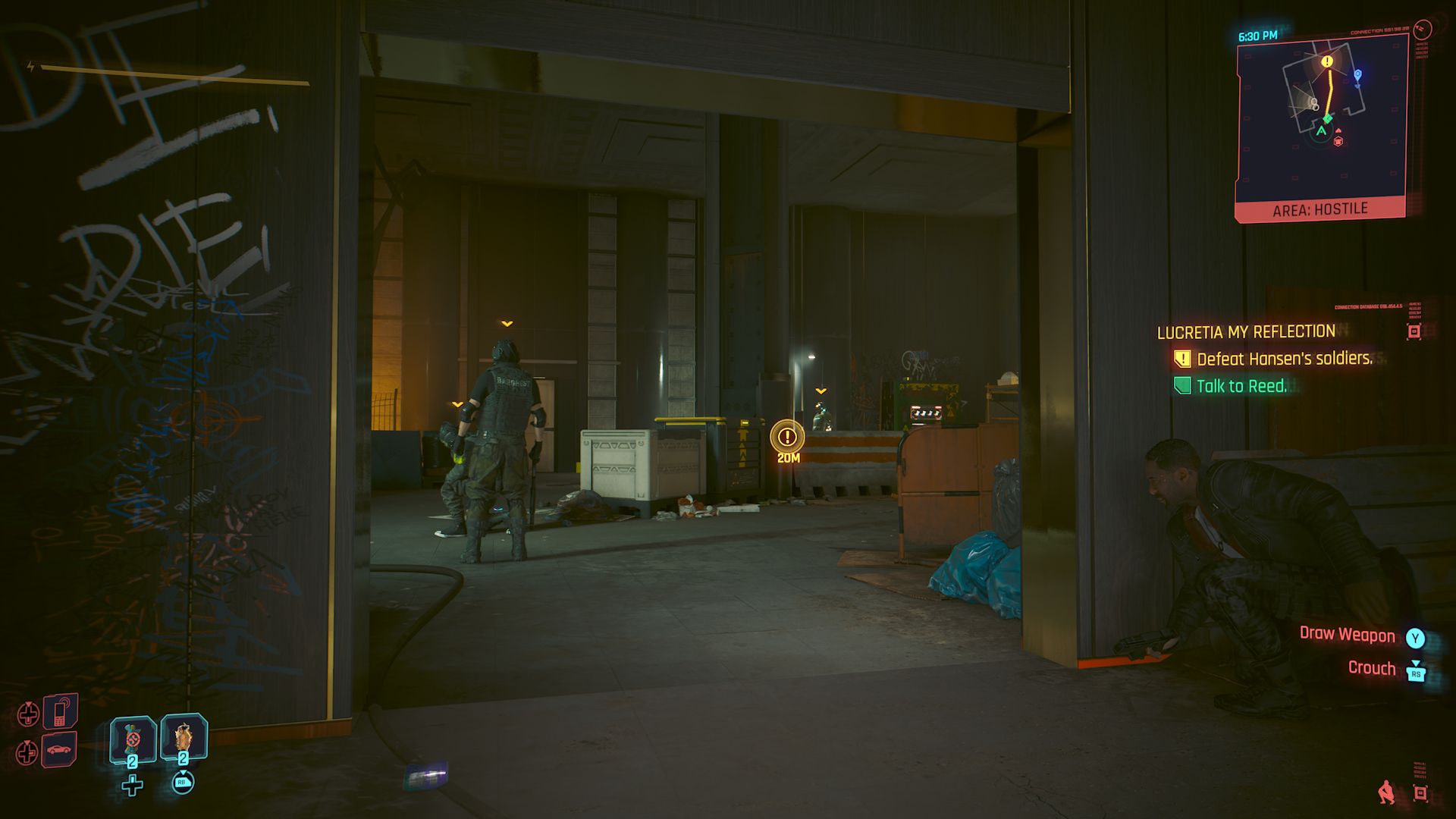 Cyberpunk 2077 Phantom Liberty Screenshot Of Enemies Near Elevator In Apartment Building