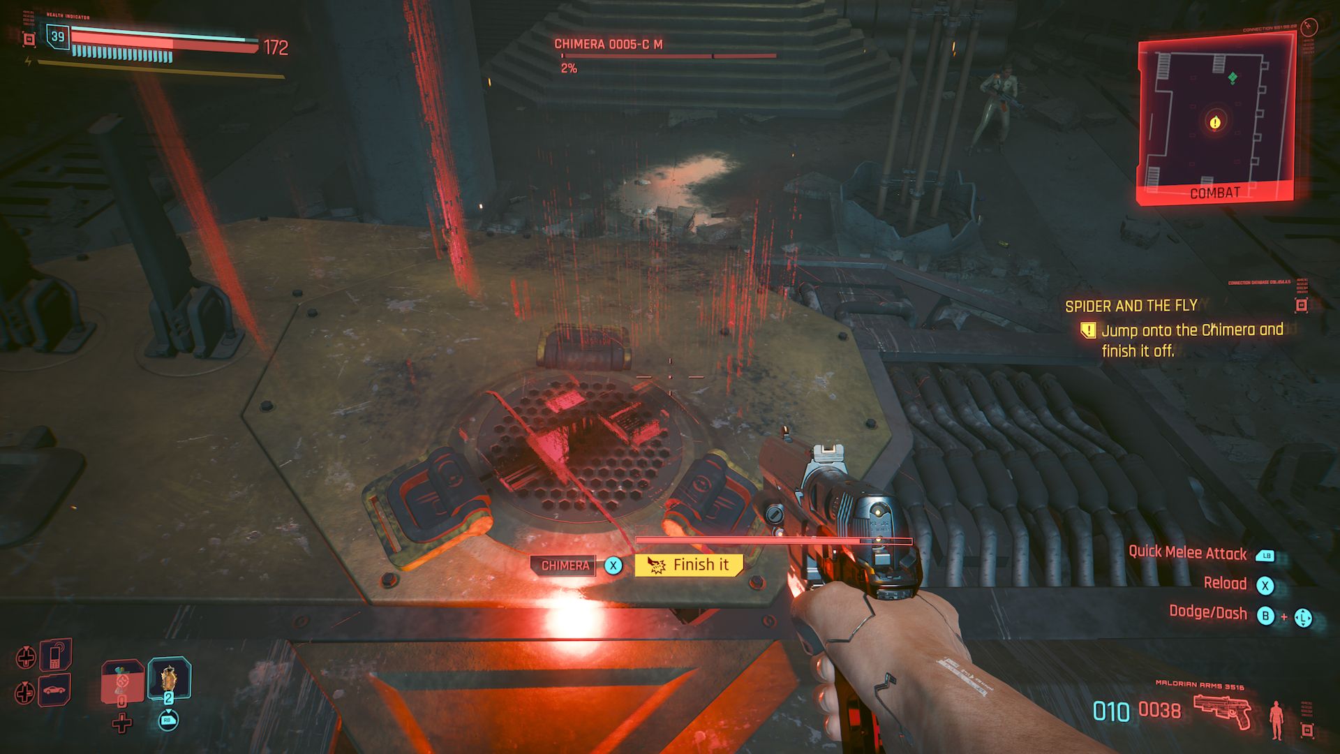 Cyberpunk 2077 Phantom Liberty Screenshot Of V Grabbing Chimera's Core
