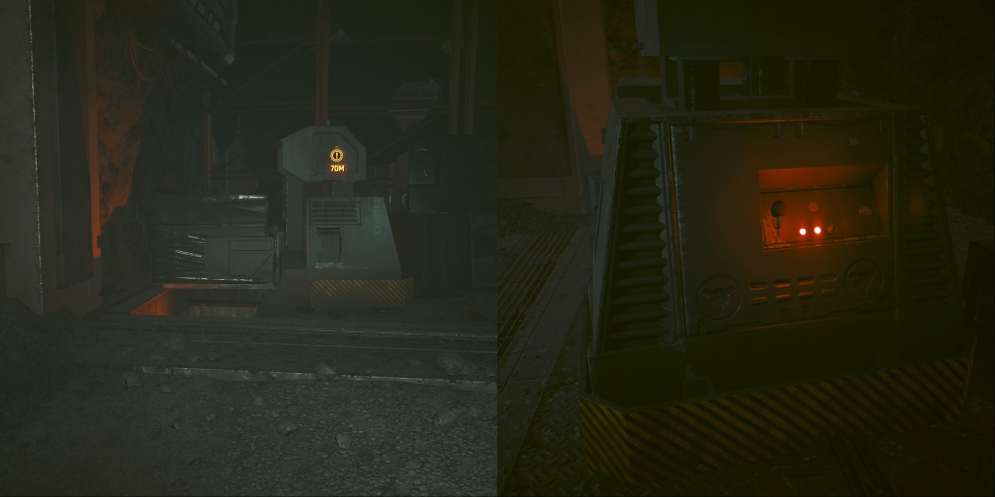 Cyberpunk 2077 Phantom Liberty Split Of Machine Blocking Tunnel containing view from side and back