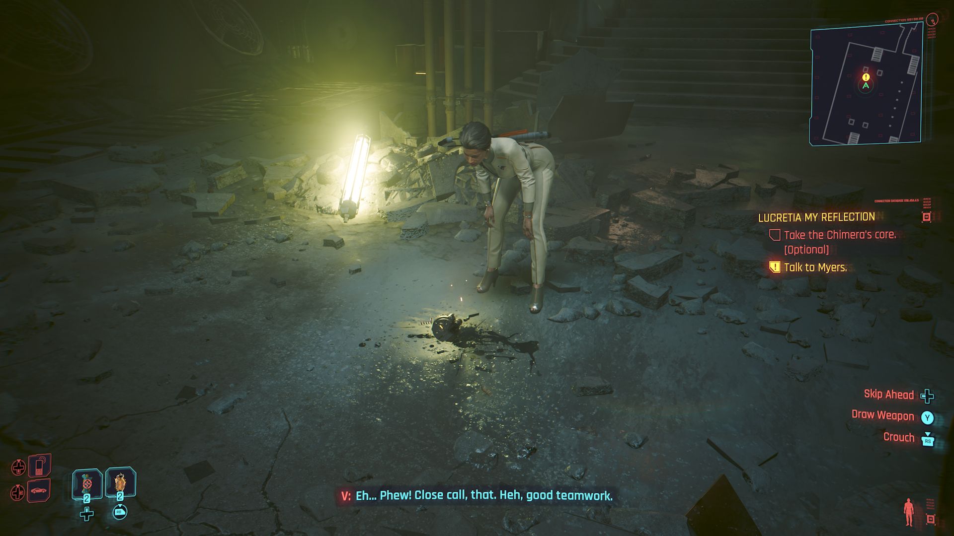 Cyberpunk 2077 Phantom Liberty Screenshot Of Myers Learning Over Chimera Core