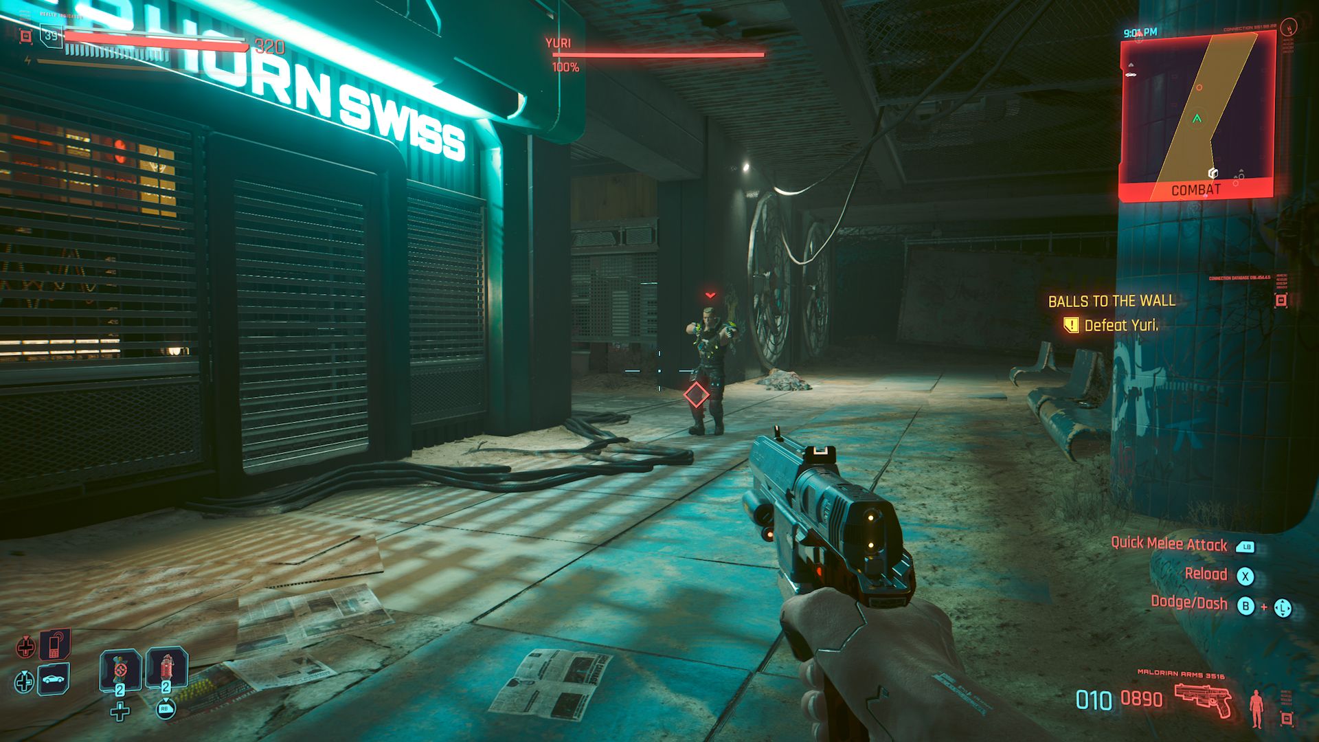 Cyberpunk 2077 Phantom Liberty Screenshot Of You Aiming Gun At Yuri During Boss Fight