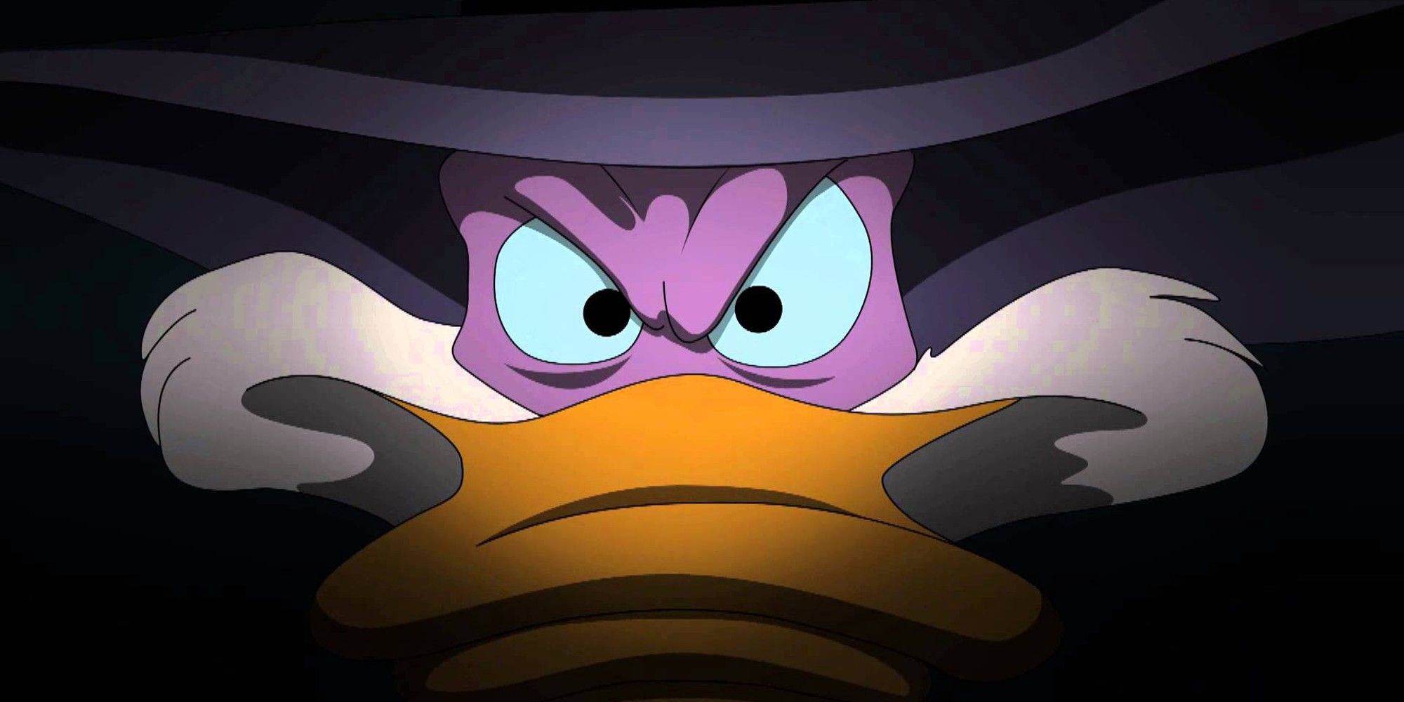 Darkwing Duck close up of his face in the dark