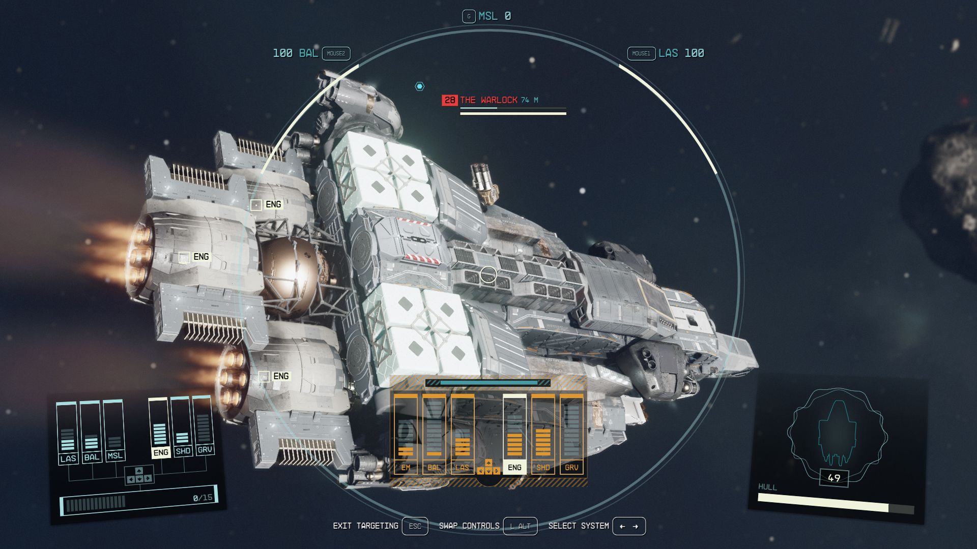Disabling the Warlock's engines in Starfield