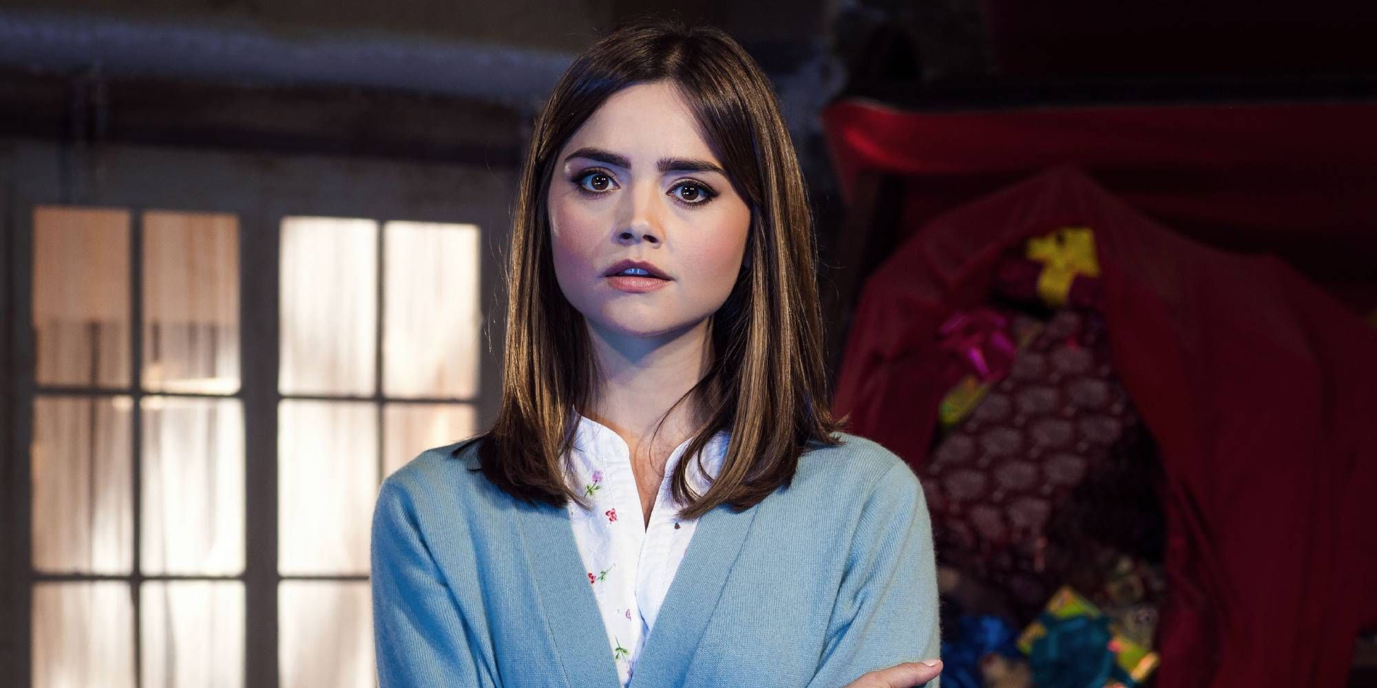 Jenna Coleman looking at the camera