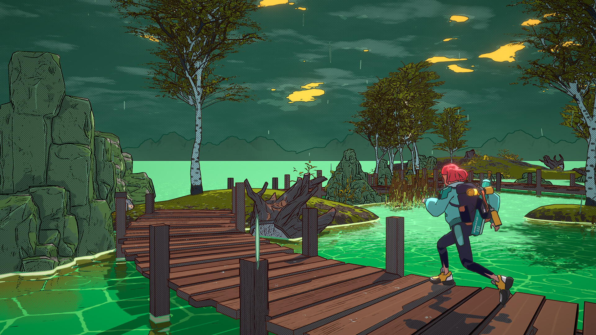 Louisa exploring a slime biome.