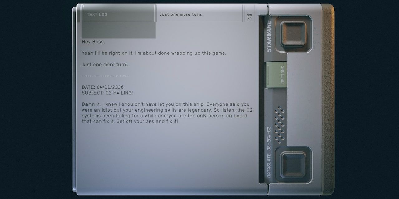 Starfield text log for the Just One More Turn... encounter