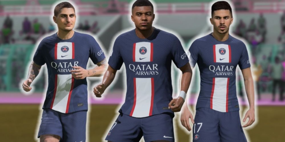 EA Sports FC 24 Image Of PSG's Veratti, Mbappe, And Vitinha